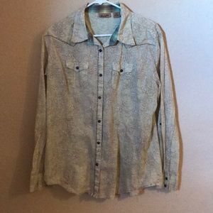 Paisley wrangler western pearl snap  XL